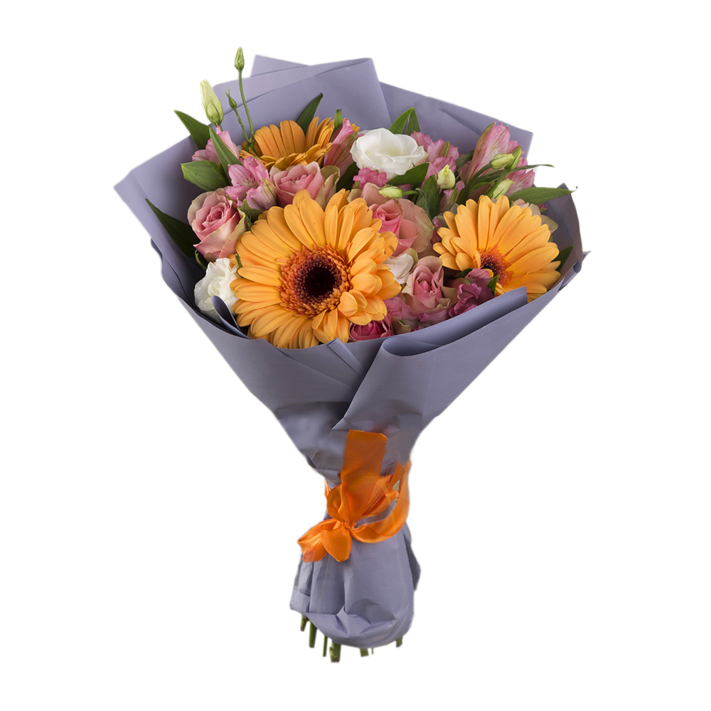 Букет из роз, гербер и альстромерий