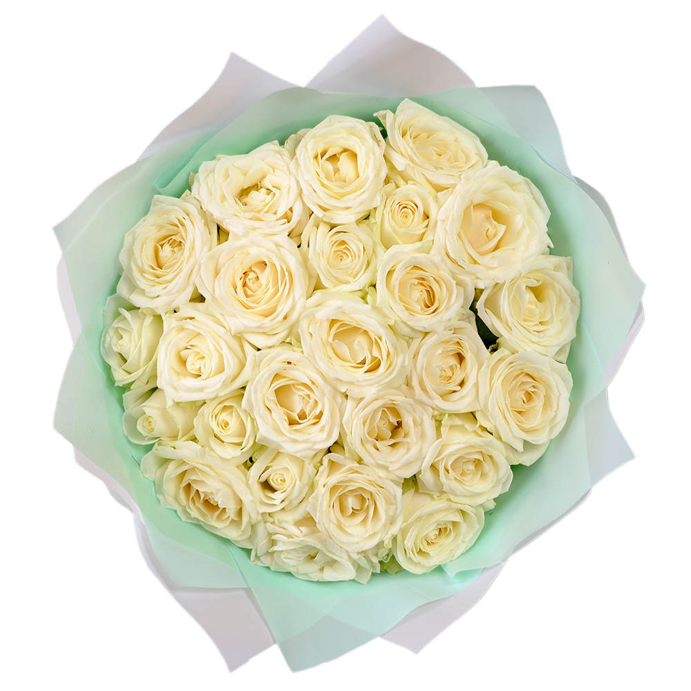 Букет из 25 белых роз 40 см