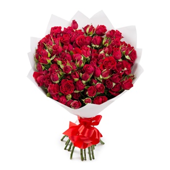 25 красных кустовых роз