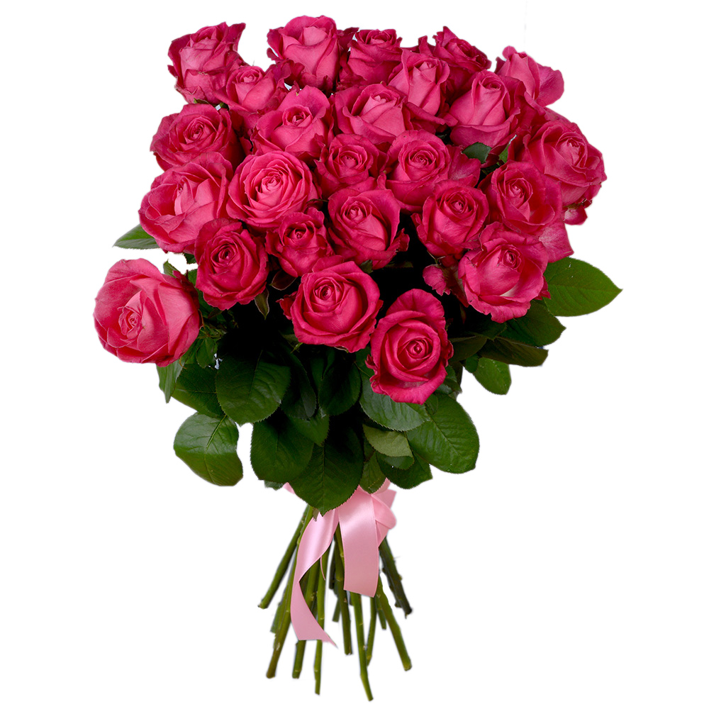 Букет из 25 малиновых роз 60 см
