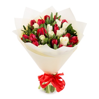 15 тюльпанов с розами