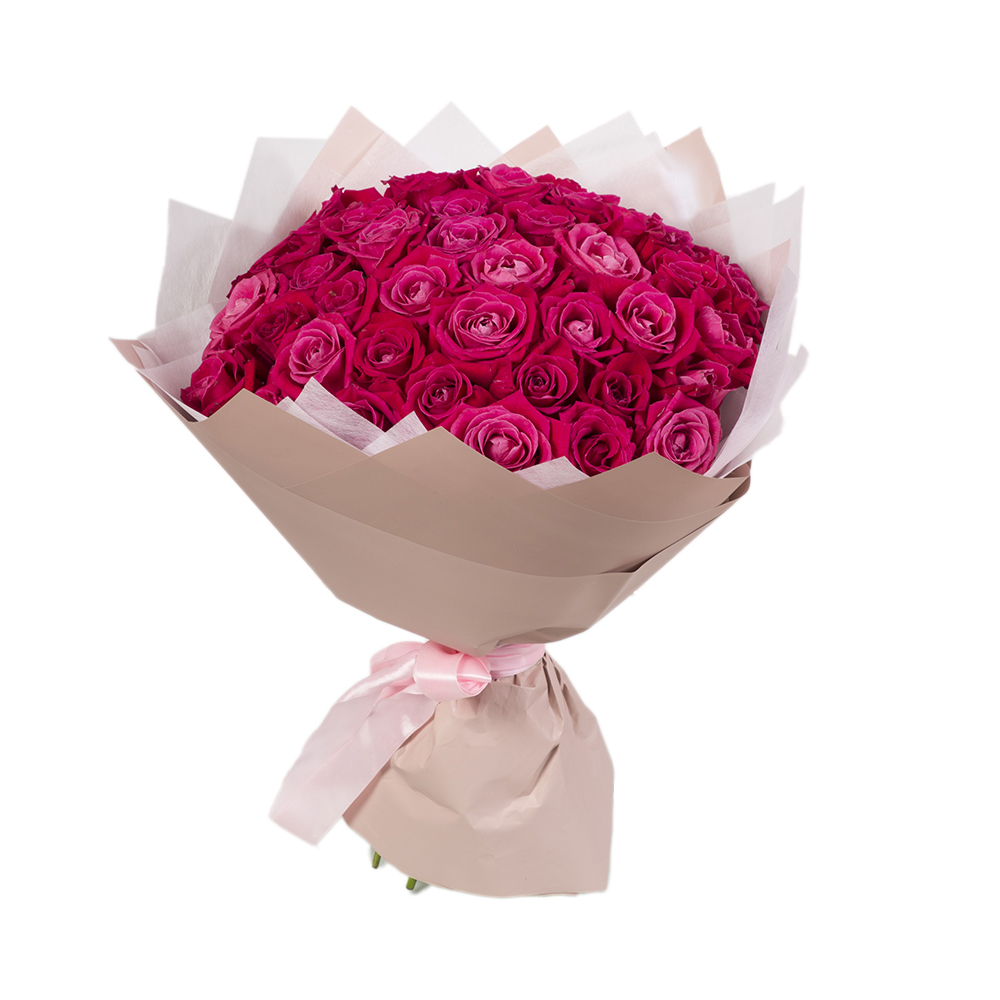 Букет из 51 малиновой розы 40 см