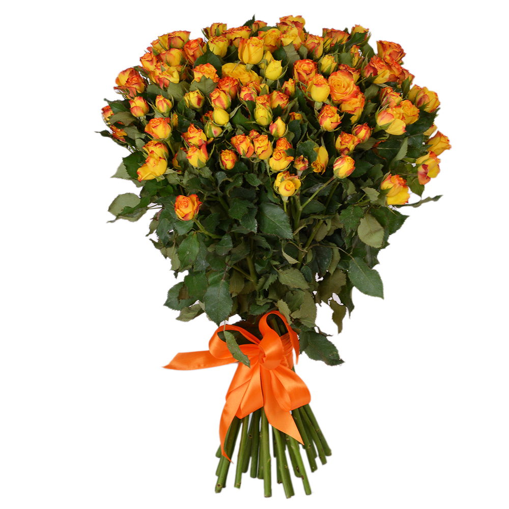 25 огненных кустовых роз