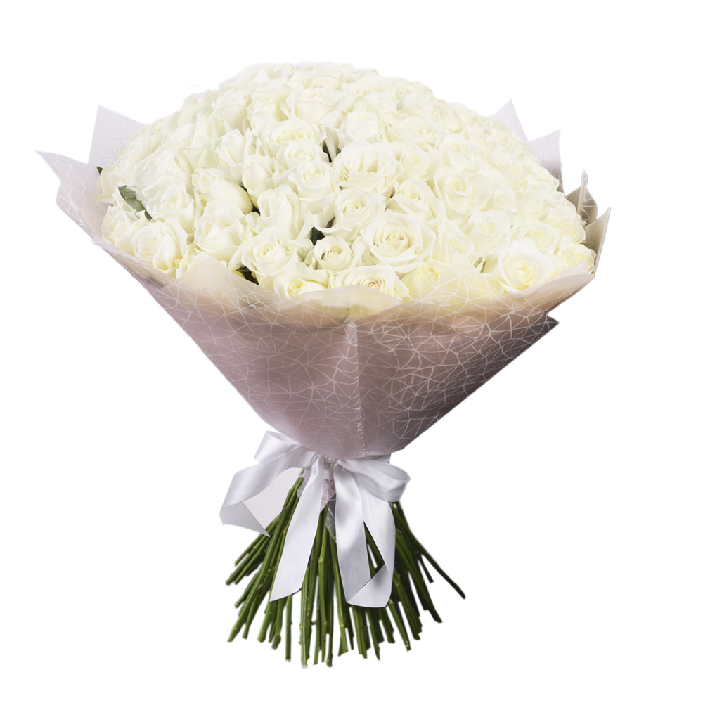 Букет из 101 белой розы premium 50 см