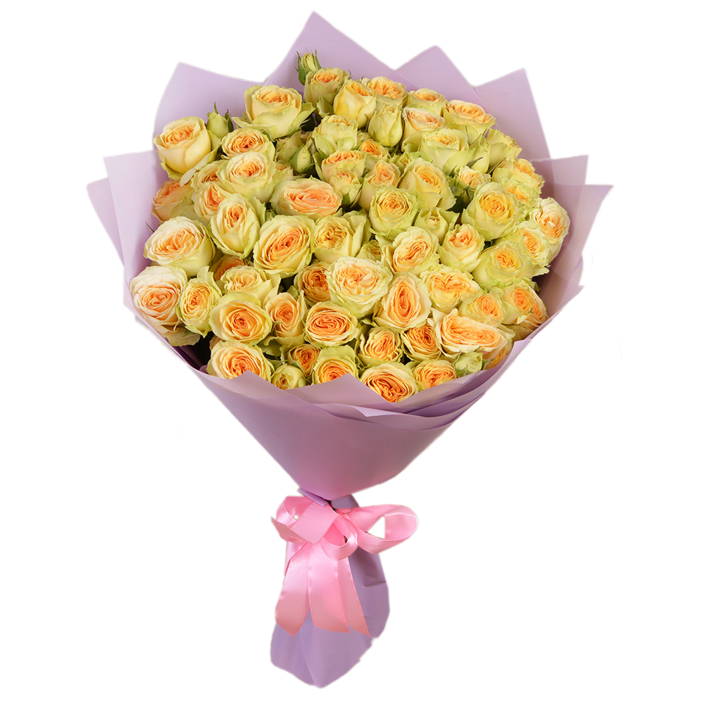 Букет из 19 желтых кустовых роз