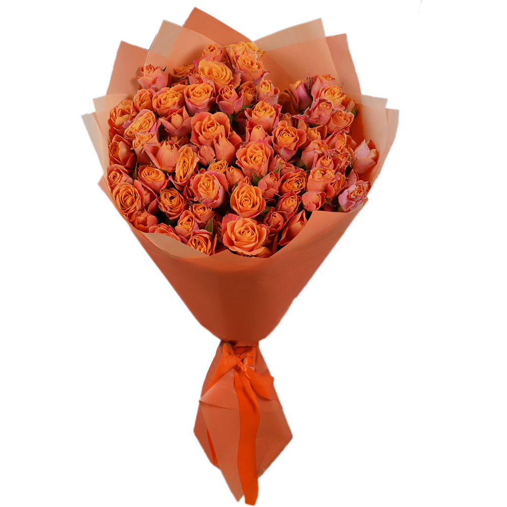 25 оранжевых кустовых роз