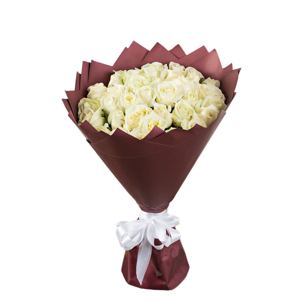 35 белых роз 50 см