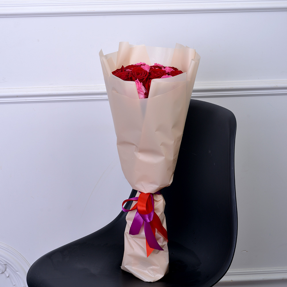 21 разноцветная роза Premium 50 см