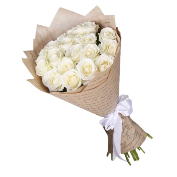 21 белая роза 50 см