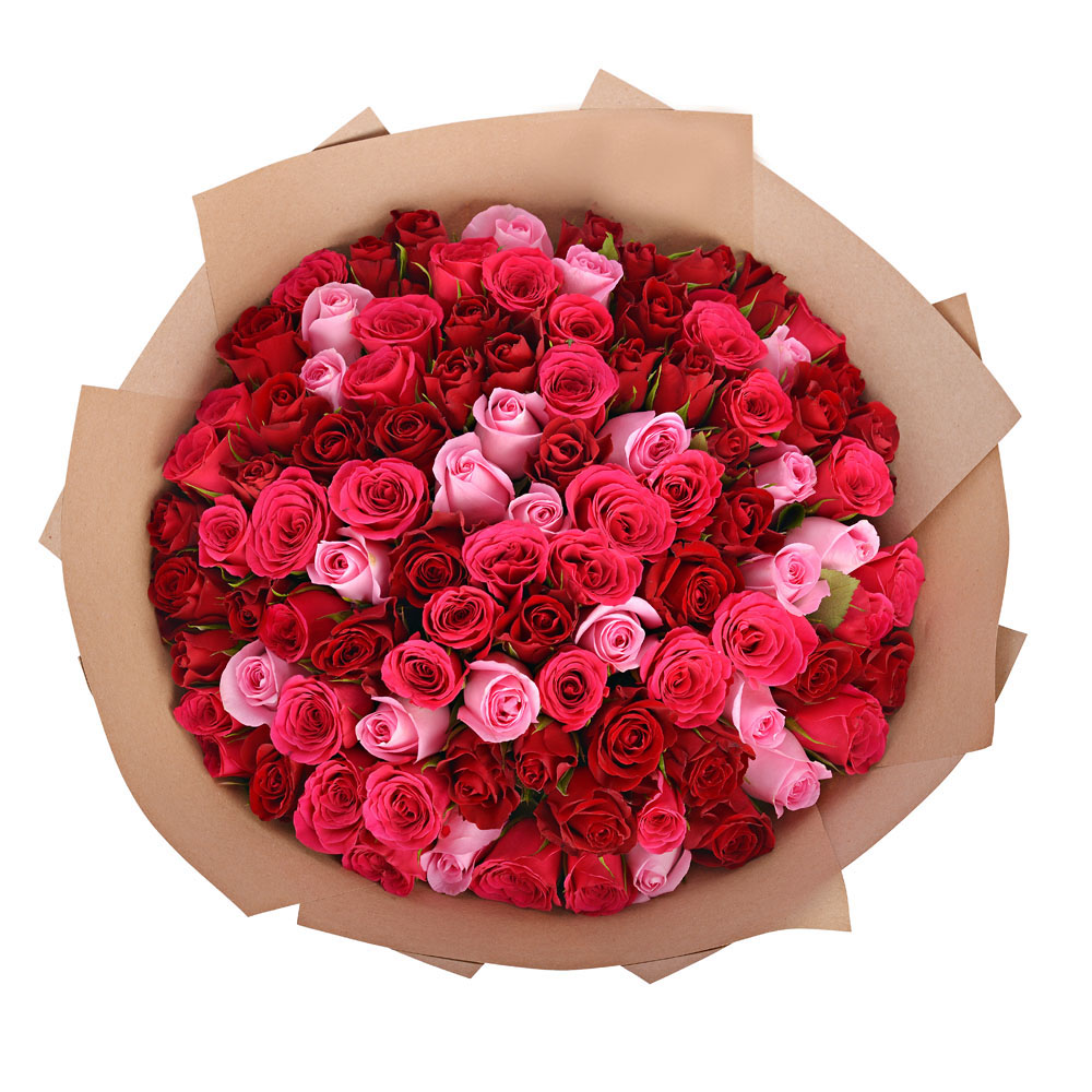 Букет из 101 розы Ягодный микс в крафте