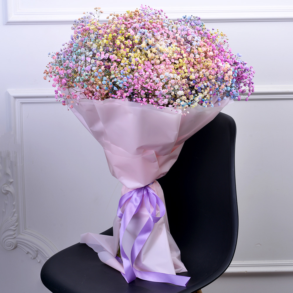 Букет цветов из 25 разноцветных гипсофил