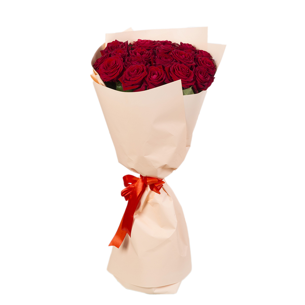 Букет из 21 красной розы 60 см