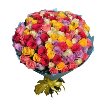 Букет из 101 микс розы в крафте