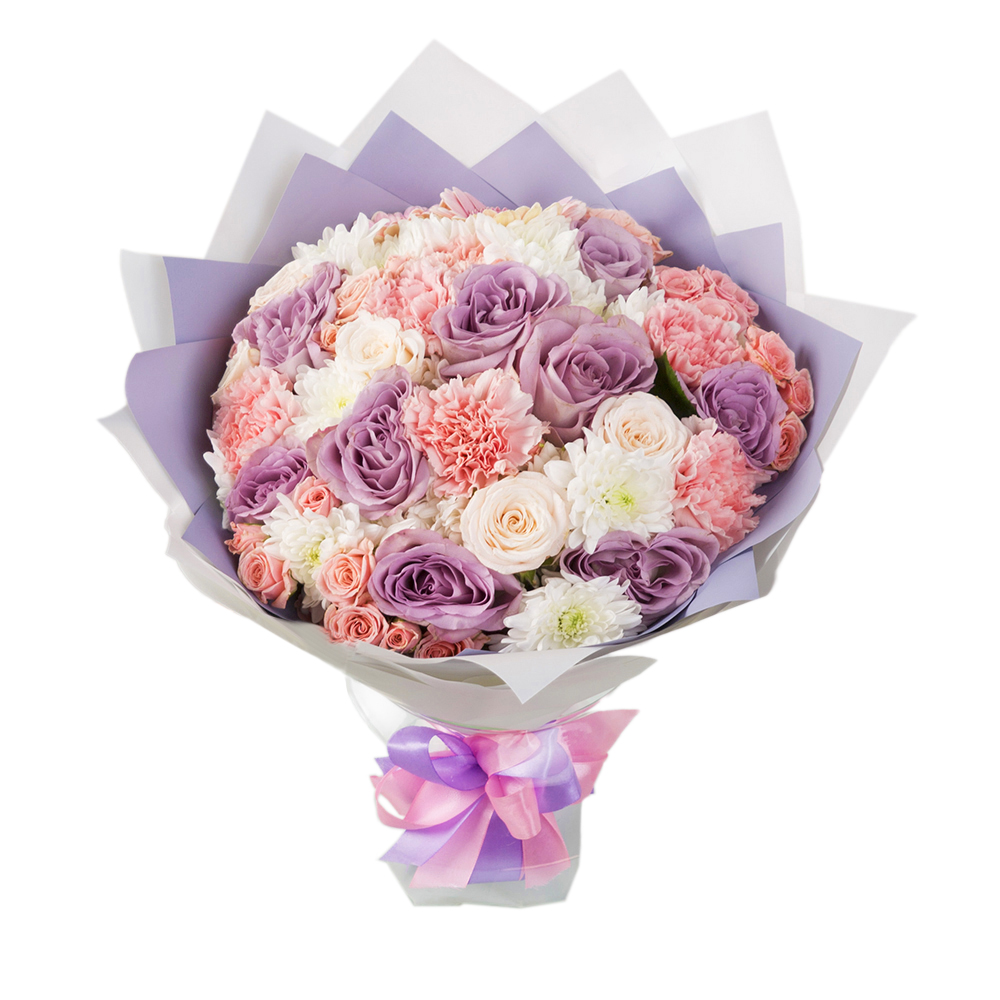 Букет из роз, гвоздик и хризантем