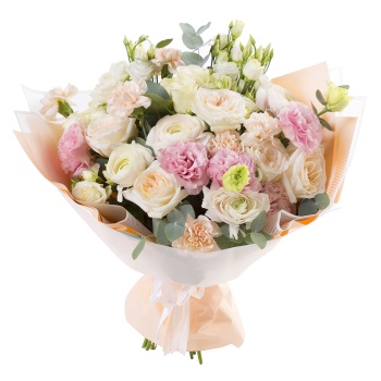 Букет из роз, гвоздик и ранункулюсов