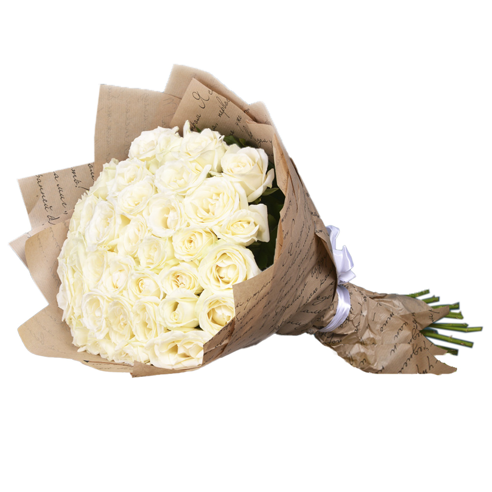 Букет из 35 белых роз Premium 40 см