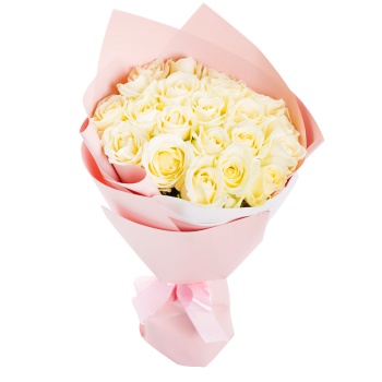 Букет из 21 белой розы 40 см