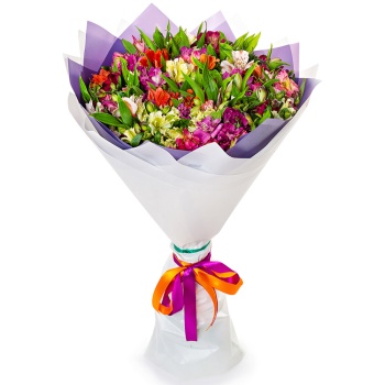 Букет из 51 разноцветной альстромерии