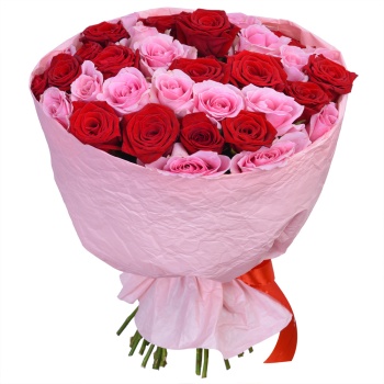 Букет из 35 разноцветных роз 40 см