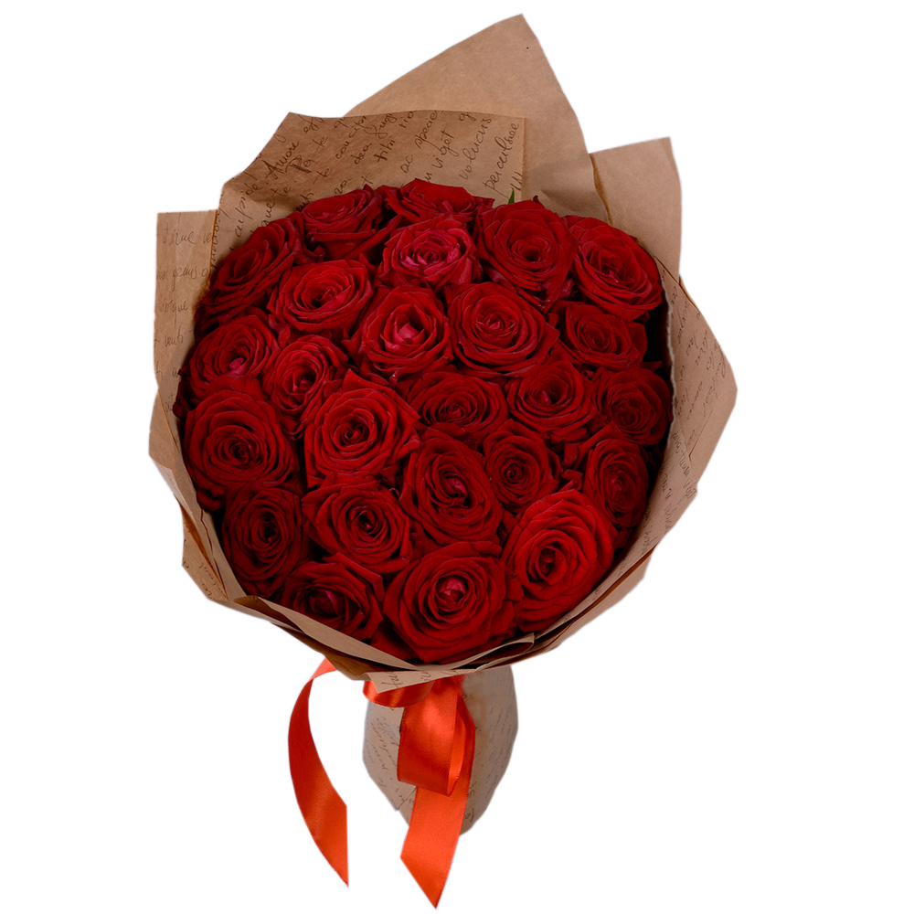 25 красных роз 40 см