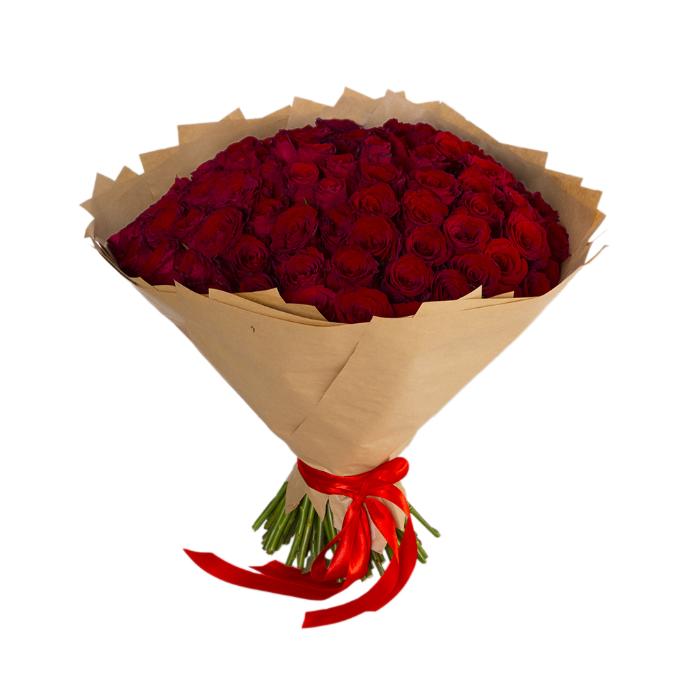 101 красная роза - ваза в подарок!