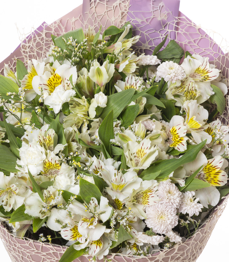 Букет из 21 белой альстромерии