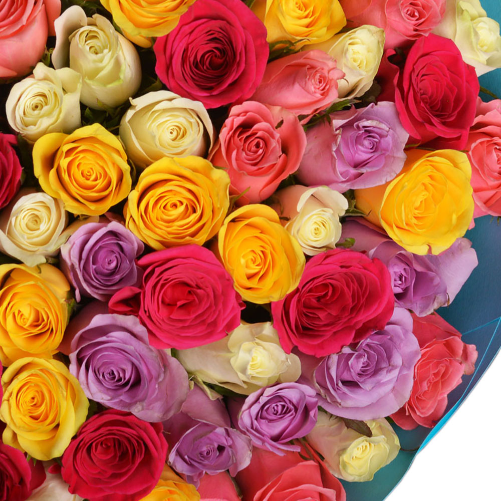 Букет из 101 микс розы в крафте