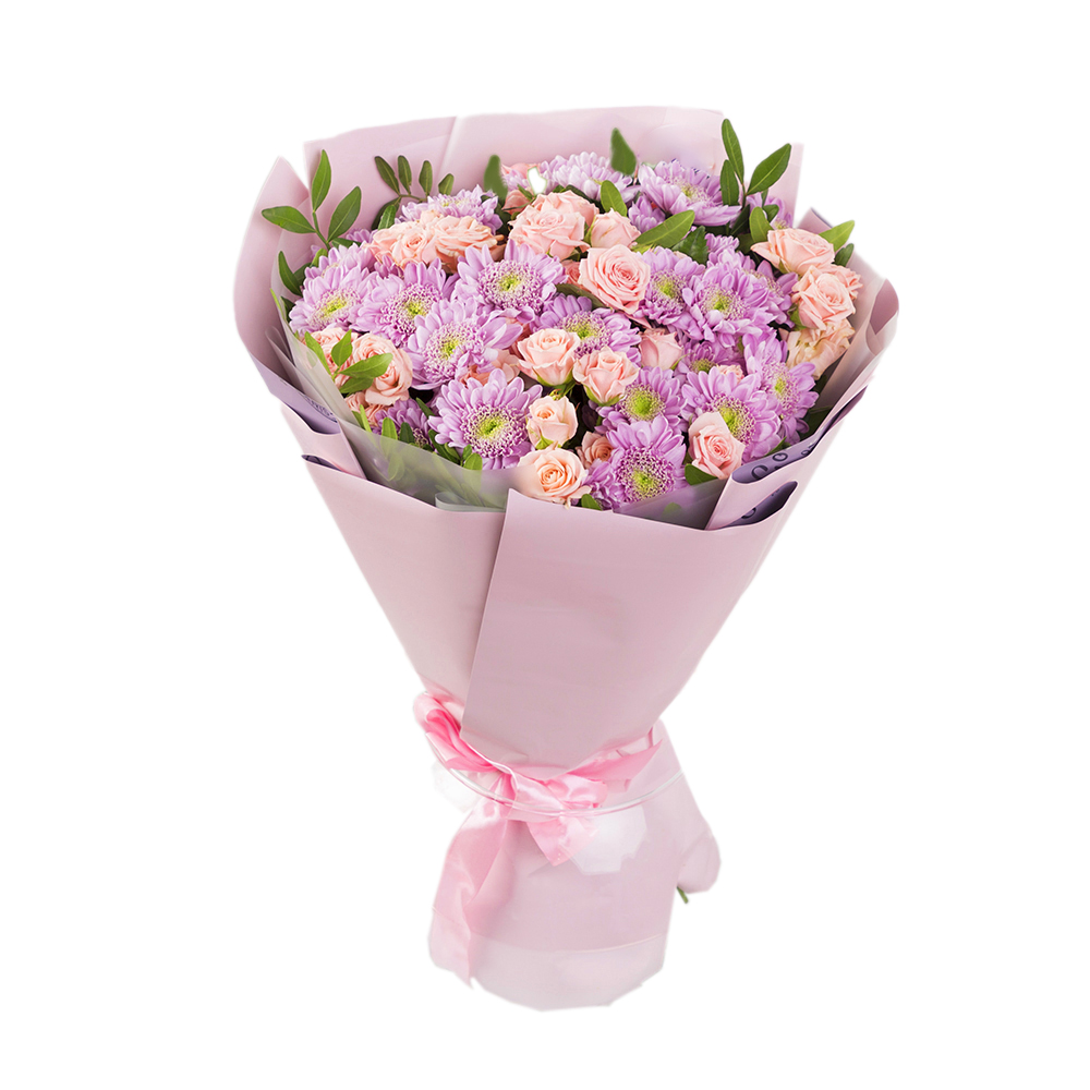 Букет из хризантем и кустовых роз