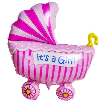 Фольгированный шар Коляска розовая