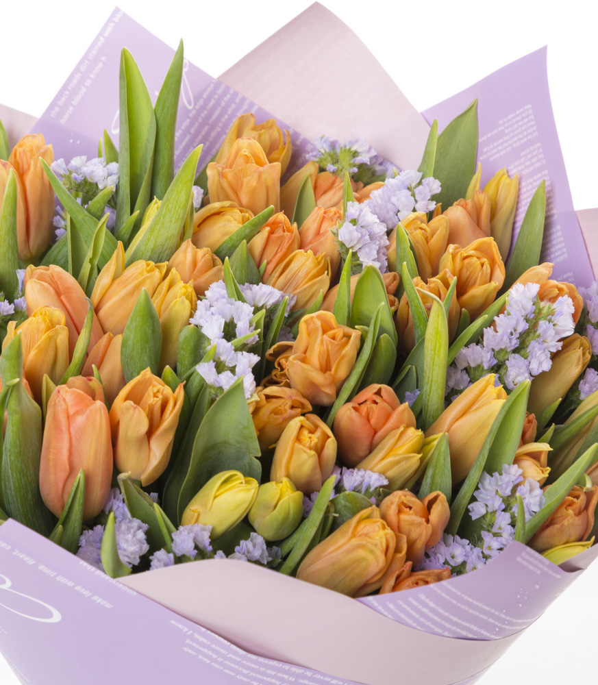 Букет из 51 оранжевого тюльпана