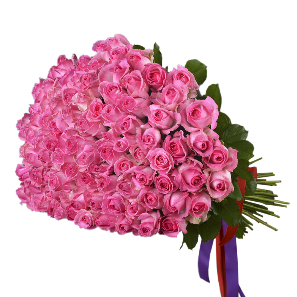 Букет из 101 розовой розы premium 50 см