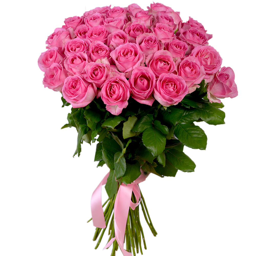 35 розовых роз 60 см