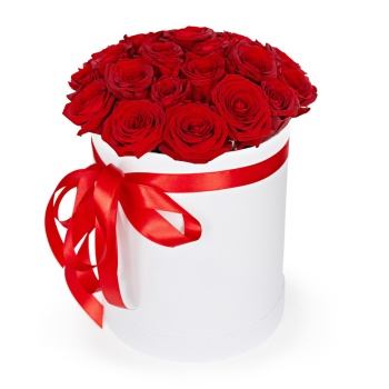 25 роз в шляпной коробке