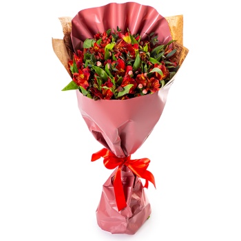 Букет из альстромерий и эвкалипта