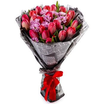 Букет из 21 розового тюльпана