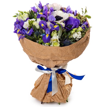 Букет из роз, ириса и эустом