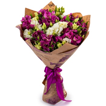 Букет из эустомы с альстромерией