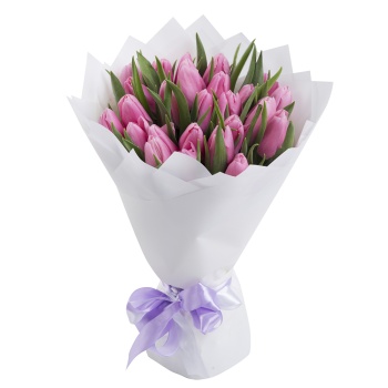 25 розовых тюльпанов