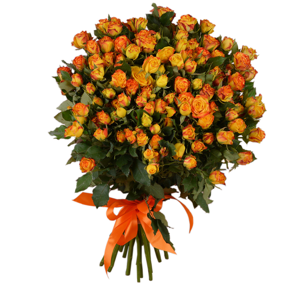 25 огненных кустовых роз