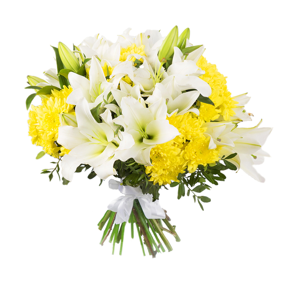 Букет из лилий и хризантем