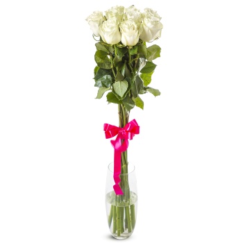 Букет из 9 белых роз Эквадор 100 см