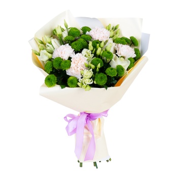 Букет из диантуса, роз и хризантем