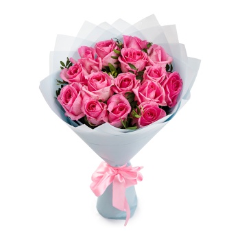 Букет из 15 розовых роз 50 см