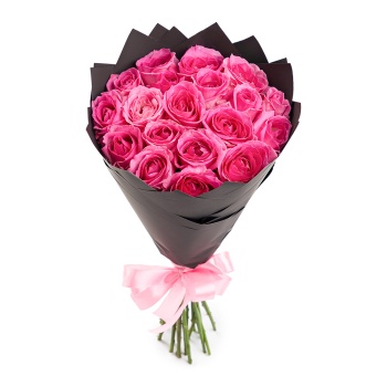 19 розовых роз 50 см