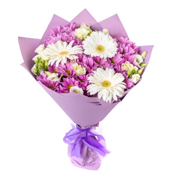 Букет из роз, гербер и эустом