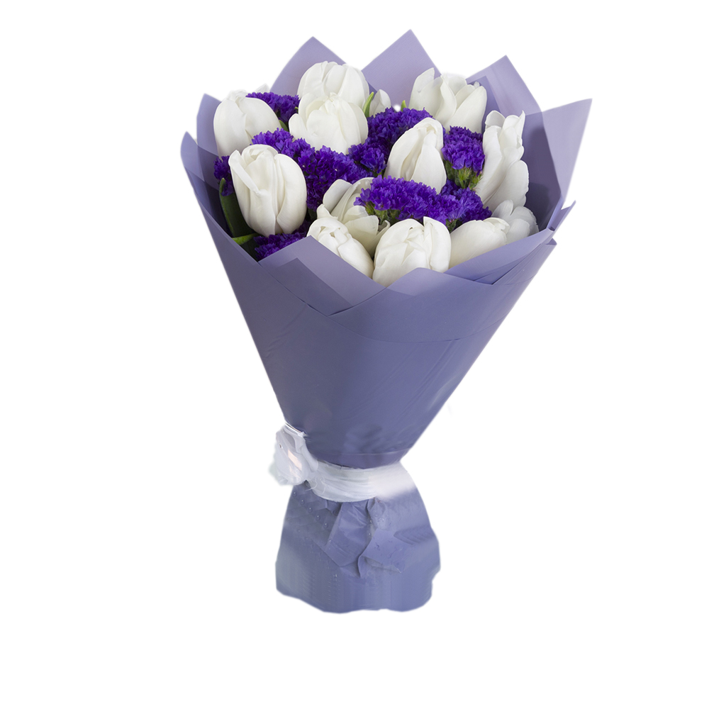 21 белый тюльпан со статицей