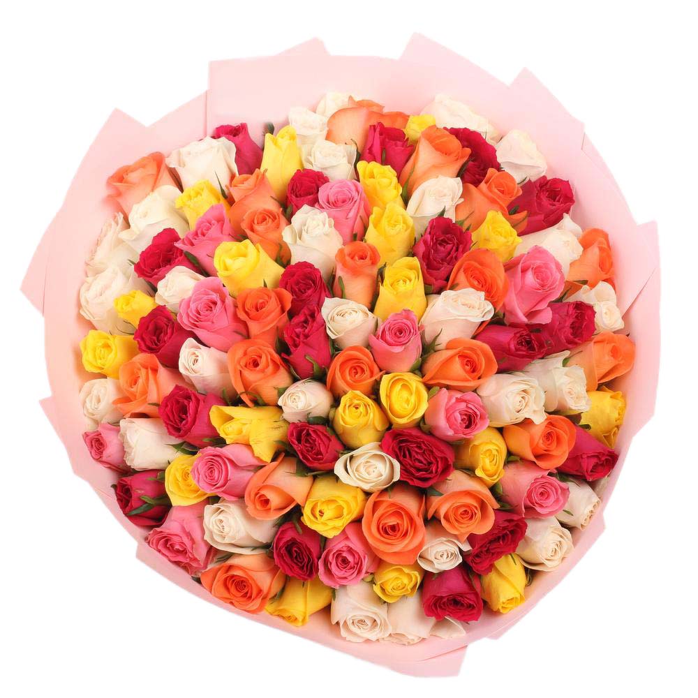 Букет из 101 розы разноцветный